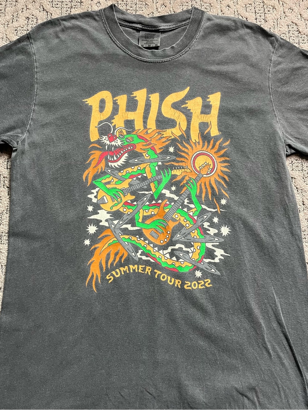 🎸 '22 Phish Band Asian Dragon Guitar Gray 2 Side Summer Tour Tee